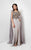 Terani Couture - Embellished Bateau Chiffon Gown with Cape 1713M3470 In Silver