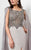 Terani Couture - Embellished Bateau Chiffon Gown with Cape 1713M3470 In Silver