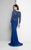 Terani Couture - Encrusted Illusion Bateau Dress 1713M3474W in Blue