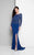Terani Couture - Encrusted Illusion Bateau Dress 1713M3474W in Blue