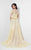 Terani Couture - Bateau Illusion Scalloped Peplum Gown 1713M3477 In Yellow and Neutral