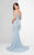 Terani Couture - Classy Sheer Foliage Mermaid Gown 1713M3479 In Blue