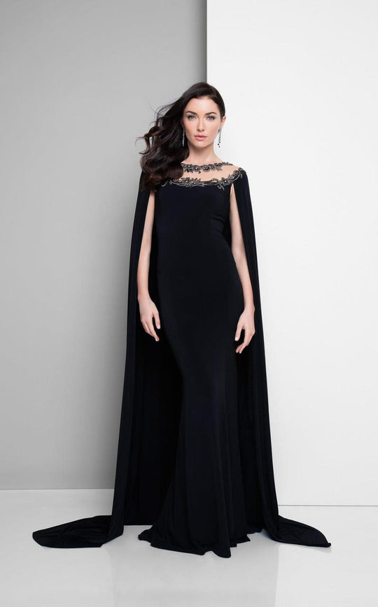 Terani Couture - Embellished Jersey Mermaid Gown 1713M3488 In Black