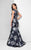 Terani Couture - Lovely Floral Cap-sleeve Marmaid Gown 1713M3498 in Black