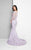 Terani Couture - Mermerizing Long-sleeve Beaded Floral Printed Mermaid Gown 1713M3499 in Purple
