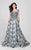 Terani Couture - Detailed Beaded Illusion Neck Ball Gown 1713M3502 in Gray