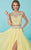 Tiffany Homecoming - Lavishly Adorned Bateau Illusion Evening Gown 16202 In Yellow