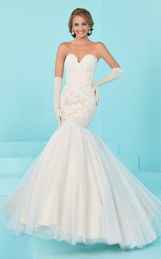 Tiffany Homecoming - Lace Mermaid Long Dress 16203 In White and Neutral