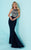 Tiffany Designs - Illusion Halter Crystal Encrusted Sheath Dress 16204 In Blue