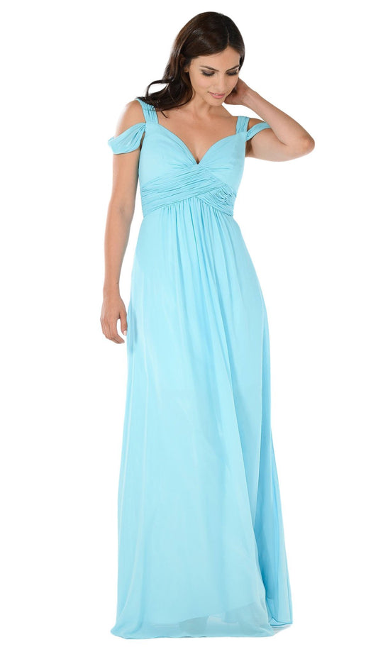 Poly USA - 7883 Ruched Sweetheart Cold Shoulder A-Line Dress