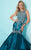 Tiffany Homecoming - Flouncy Tiered Mermaid Illusion Long Evening Gown 16211 In Blue and Green