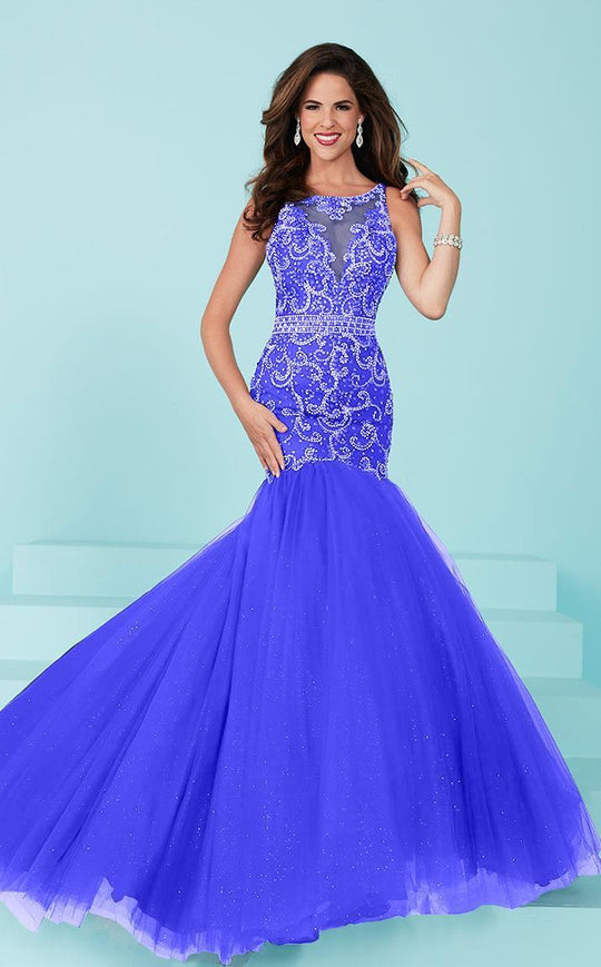 Tiffany Homecoming - Gorgeous Long Prom Dress with Beaded Bodice 16218 In Blue