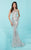 Tiffany Homecoming - Gleaming Sequined Illusion Beaded Neck Slim Flare Dress 16220 In Silver