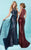 Tiffany Homecoming - Gleaming Sequined Illusion Beaded Neck Slim Flare Dress 16220 In Blue and Red