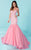 Tiffany Homecoming - 16227 Plunging Flounced Mermaid Gown in Pink