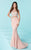 Tiffany Homecoming - Dainty Jewel Illusion Evening Gown with Lace-Like Ornaments 16230 in Pink