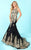 Tiffany Homecoming - 16237 Intricate Gilded Lace Trumpet Gown in Black and Gold
