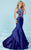Tiffany Homecoming - Extravagant Beaded Illusion Neck Mermaid Dress 16245 In Blue
