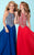 Tiffany Homecoming - 16246 Halter Illusion Center Split Gown in Blue and Red