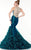 Panoply - Jeweled Neckline Richly Ruffled Mermaid Gown 14793 In Red and Neutral