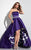 Panoply - Beaded Straight Neck Floral Printed High-Low Dress 14795 in Purple and Print