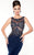 Panoply - Beaded Bateau Neck Jersey Trumpet Dress 14796 in Blue