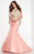 Panoply - Embellished Crew Neck Trumpet Evening Gown 14797 In Pink
