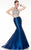 Panoply - Embellished Crew Neck Trumpet Evening Gown 14797 In Pink