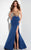 Panoply - Exquisite V-Neck Gilded Lace Trimmed Trumpet Gown 14801 in Black and Gold