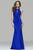 7890 Faille satin halter evening dress with key hole and side draping
