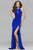 7890 Faille satin halter evening dress with key hole and side draping