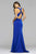7890 Faille satin halter evening dress with key hole and side draping