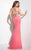 Panoply - 14804 Illusion Halter Trumpet Gown in Pink