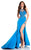 Panoply - Lattice Embellished Illusion Trumpet Gown with Sheer Cutouts 14807 in Blue