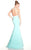 Panoply - Crystal Ornate Yoke Illusion Jersey Trumpet Gown 14810 in Blue and White