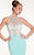 Panoply - Crystal Ornate Yoke Illusion Jersey Trumpet Gown 14810 in Blue and White