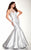 Panoply - Chevron Embellished Illusion Mikado Trumpet Gown 14811 in Silver