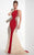 Panoply - Iridescent Color Blocked Trumpet Gown with Brooch Detail 14813 in Blue and Neutral