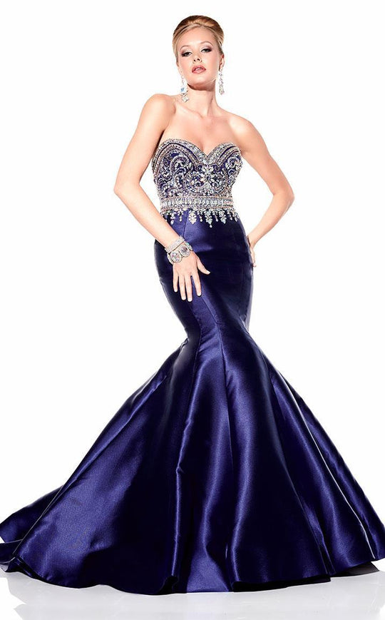 Panoply - 14819 Strapless Mikado Mermaid Gown in Blue