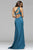 7892 Faille satin asymmetrical one shoulder evening dress with sash and back cut-outs