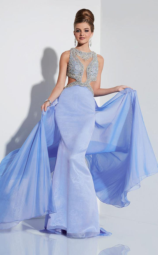 Panoply - Detailed Cutouts And Rhinestone Embellished Bodice Evening Gown 14823 In Purple