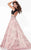 Panoply - Embellished Lace Applique Two-Piece Floral A-line Dress 14826 in Black and Pink