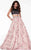 Panoply - Embellished Lace Applique Two-Piece Floral A-line Dress 14826 in Black and Pink