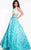 Panoply - Embellished Lace Applique Two-Piece Floral A-line Dress 14826 in White and Blue