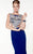 Panoply - Lustrous Bateau Godet Trumpet Gown 14827 In Blue