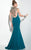 Panoply - 14828 Embellished Stones Trumpet Evening Gown in Blue and Silver