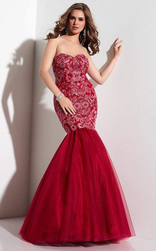 Panoply - Strapless Sweetheart Brocade-Like Mermaid Gown 14829 In Pink