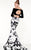 Panoply - 14830 Two-Piece Contrast Print Mermaid Gown in Black and White