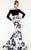 Panoply - 14830 Two-Piece Contrast Print Mermaid Gown in Black and White