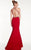 Panoply - Beaded Halter Neck with Side Cutout Sheath Dress 14831 in Red and Neutral
